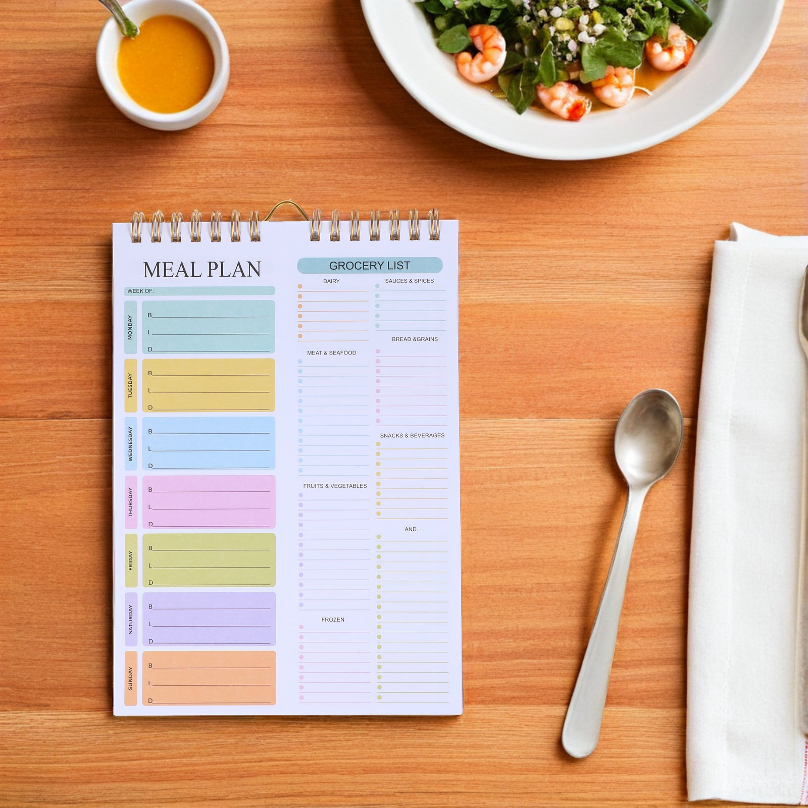Meal Prep Planner - Cuaderno planificador de comidas semanal sin