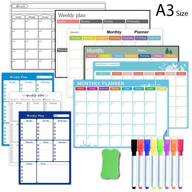 Meal Prep Planner - Planificador mensual semanal magnético, calendario, mesa,