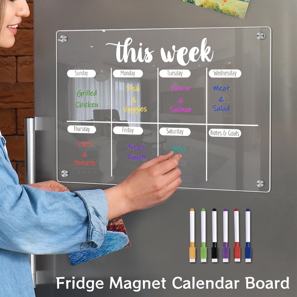 Meal Prep Planner - Pizarra de calendario con imán para
