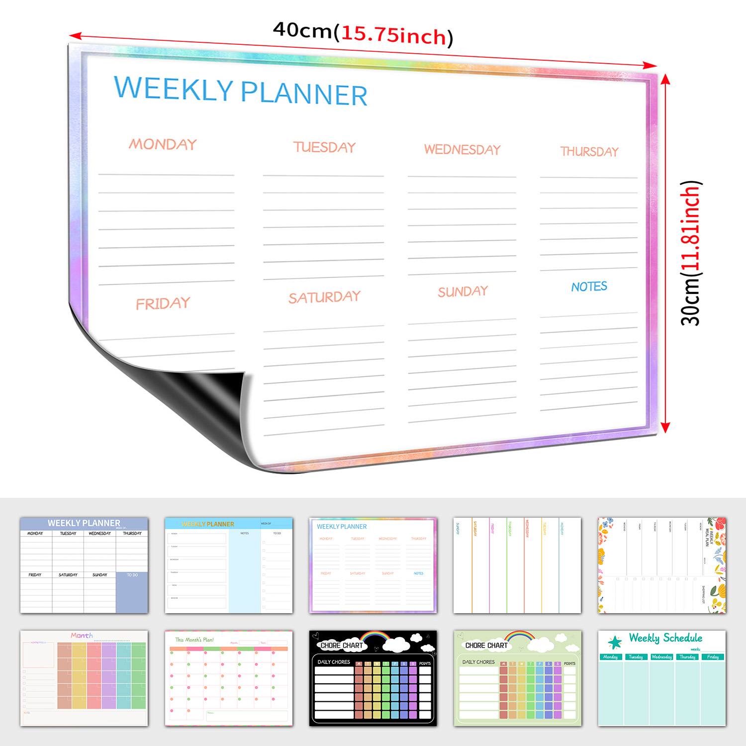 Meal Prep Planner - Planificador semanal magnético, pizarra blanca para