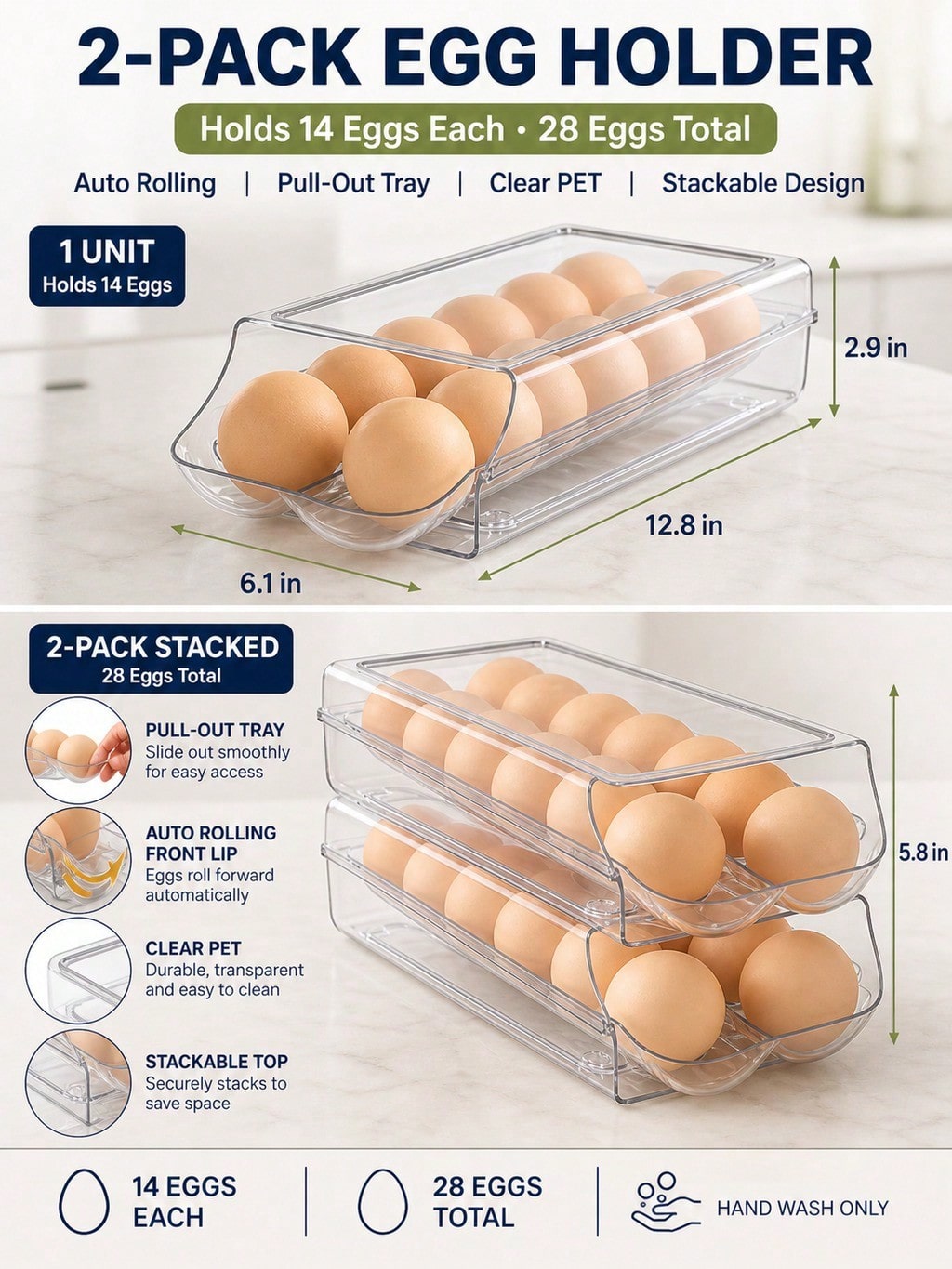 Paquete de 2 Porta Huevos Auto - Meal Prep Egg reseña y precio