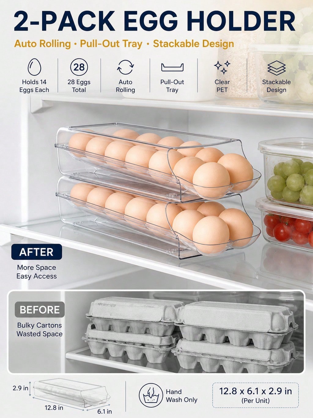 Paquete de 2 Porta Huevos Auto - Meal Prep Egg reseña y precio
