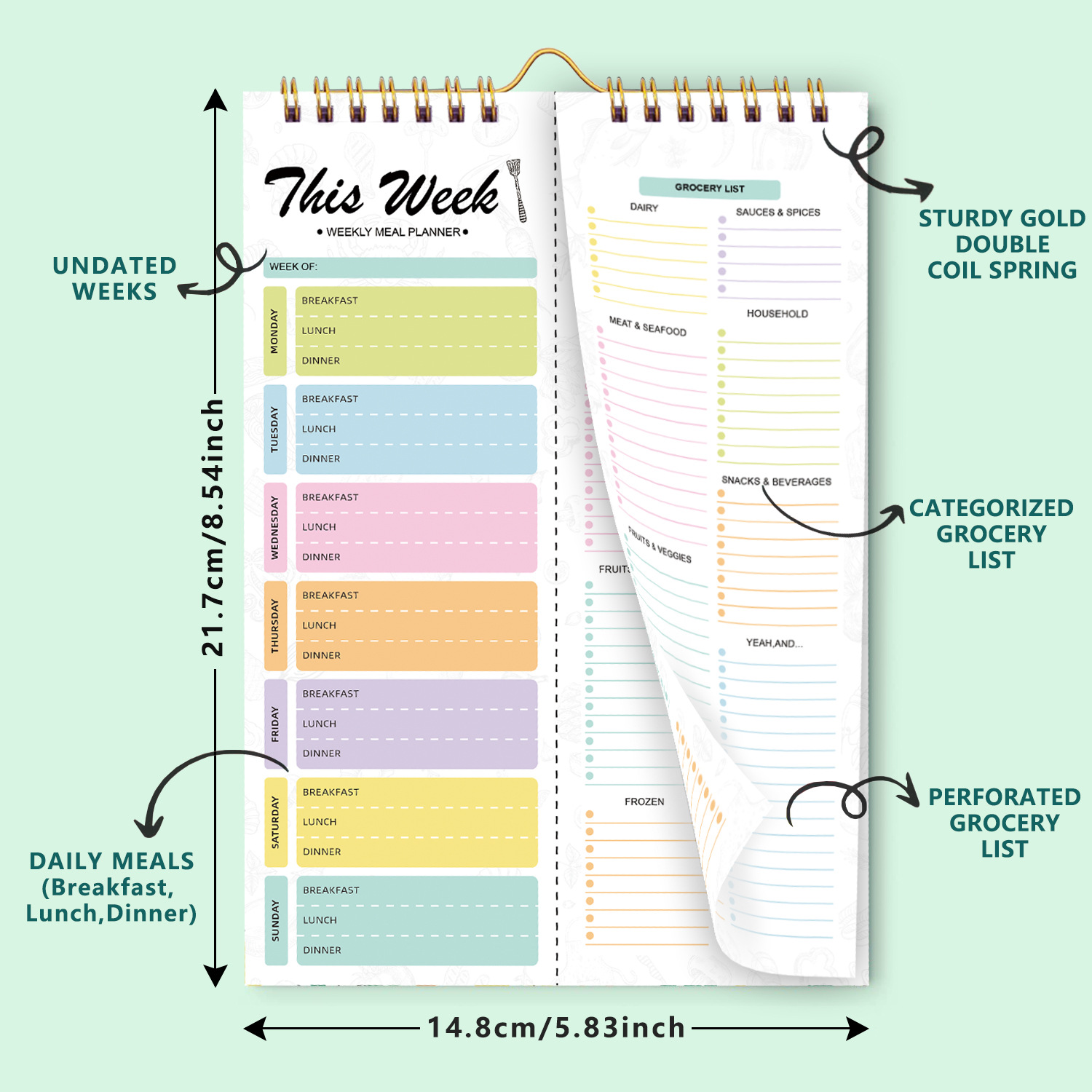 Cuaderno A5 con espiral y hoja - Meal Prep Planner reseña y precio